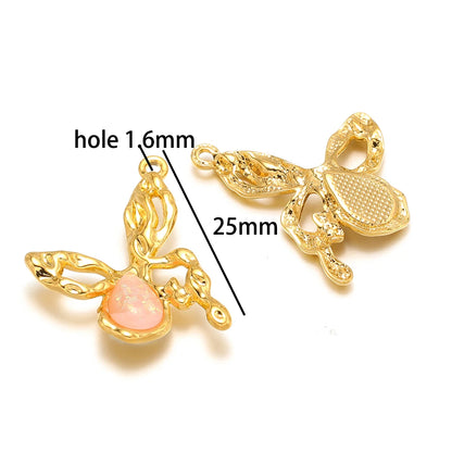 Hot Sale 18k Gold Plated Stainless Steel Fantastic Colorful Moon Butterfly Love Charm Pendant for Jewelry Making Accessories