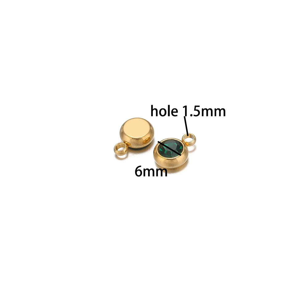 Hot Sale Colorful Pendant 304 Stainless Steel 18k Gold Plated 6mm Crystal Bead Charm Pendants for DIY Necklace Bracelet Making