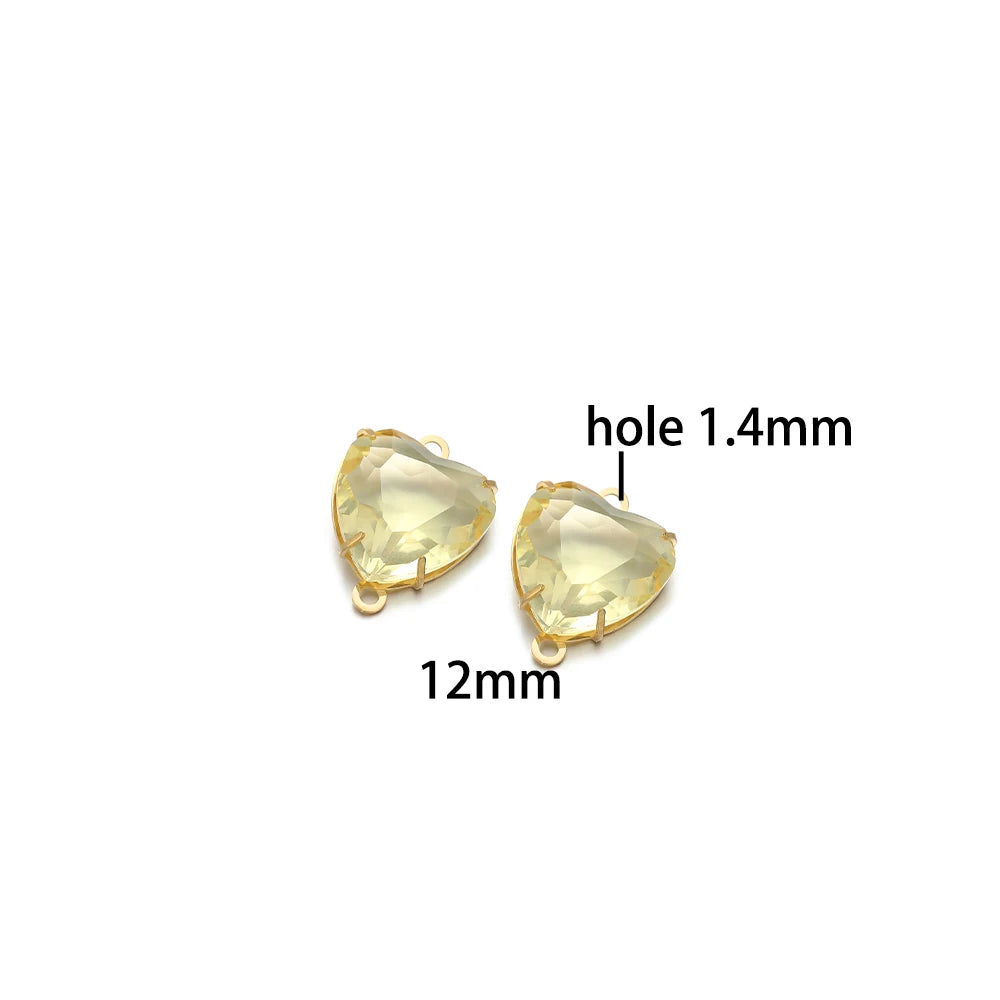 12mm Stainless Steel Gold Plated Double Hole Love Heart Crystal Charm Pendant for Jewelry Necklace Making Jewelry Accessories