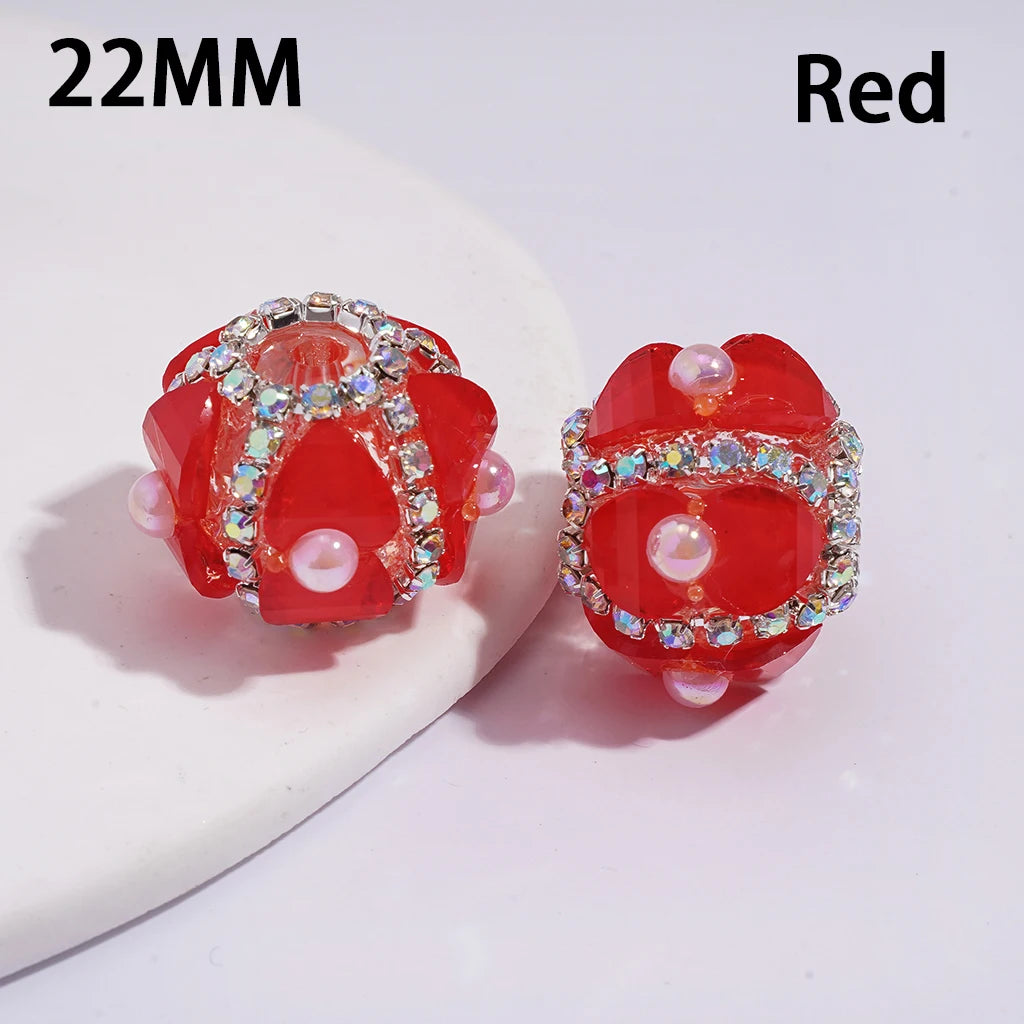 22mm Fluorescent Color Symmetrical Heart-shaped Bead Half-face Pearl Chain with Transparent Handcrafted Beads for Ballpoint Pens