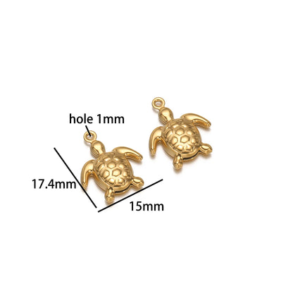 Vintage Stainless Steel 18k Gold Plated Shell Starfish Sea Turtle Sea Snail Charm Pendant for Jewelry Necklace Making