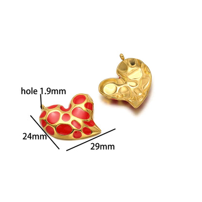 Bohemian Style 18k Gold Plated Stainless Steel Colorful Enamel Heart Charm Pendant for DIY Necklace Jewelry Making
