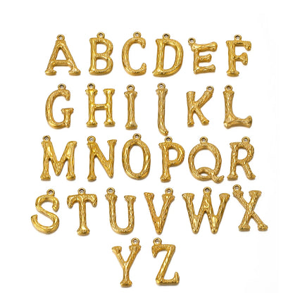Fashion Stainless Steel 18k Gold Plated 26 Letter Alphabet Initial Charm Pendant for Jewelry Making Wholesale