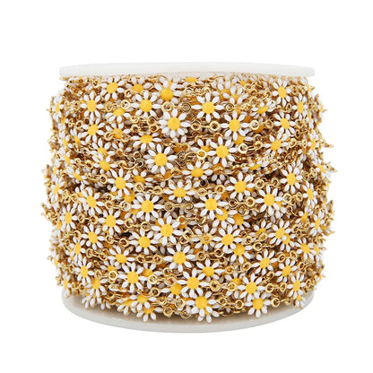 A1186 Colorful Stainless Steel Daisy Chain 18k Gold Plated Enamel Chain Jewelry Accessory Wholesale