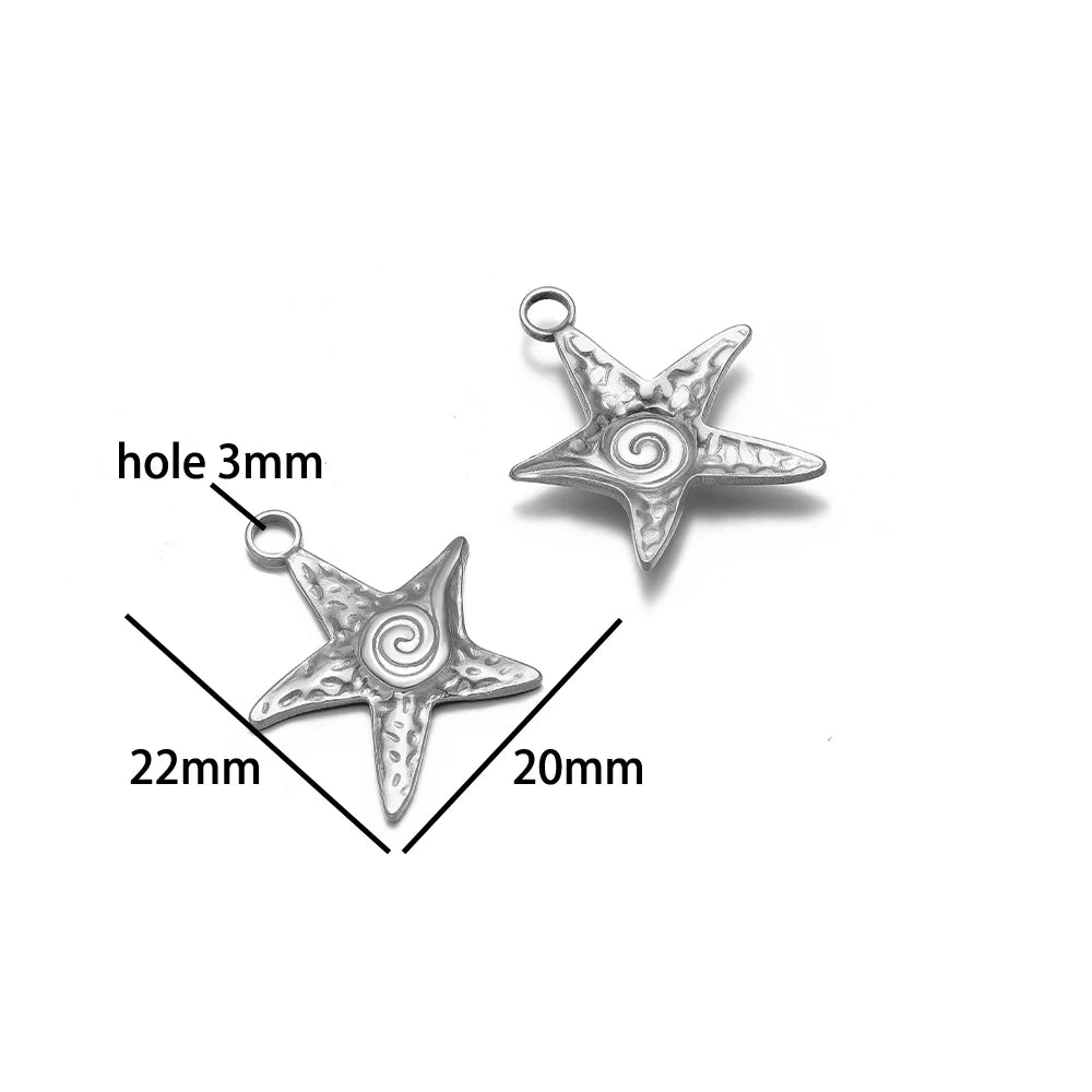 Ocean Style Sea Star Charm Stainless Steel 18K Gold Plated Starfish Charm Pendant for Jewelry Earring Necklace Making