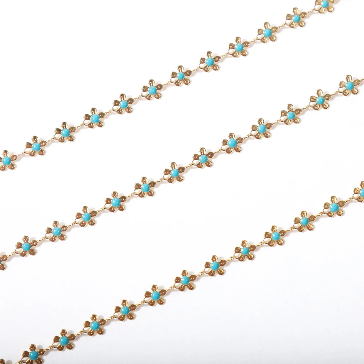 A1918 Colorful Unique Enamel Stainless Steel Chain Flower Rosary Chain for Necklace Bracelet Bulk Chain Diy Findings