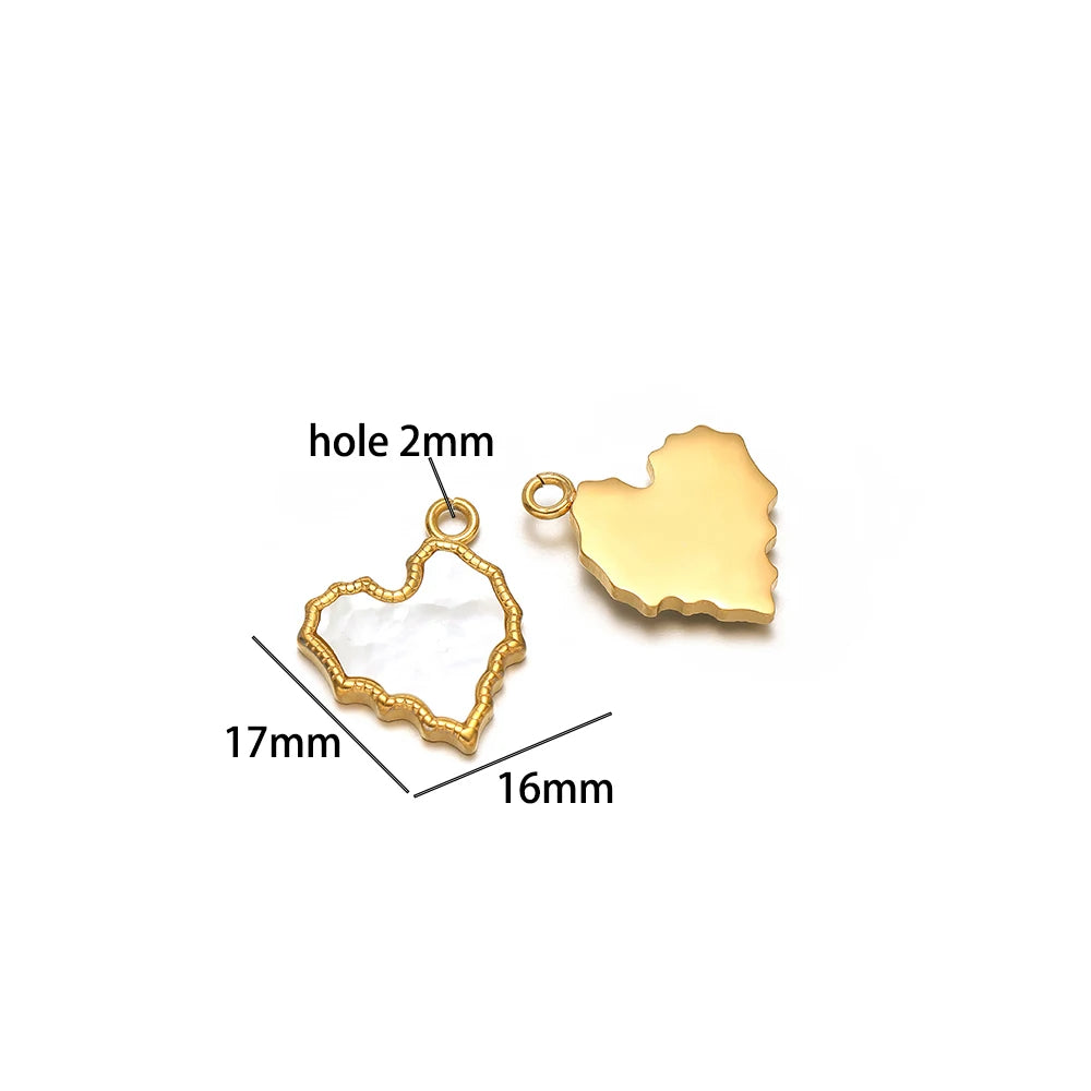 New Trend Stainless Steel Gold Plated Enamel Shell Heart Flower Bowknot Charm Pendant for Jewelry Making Wholesale