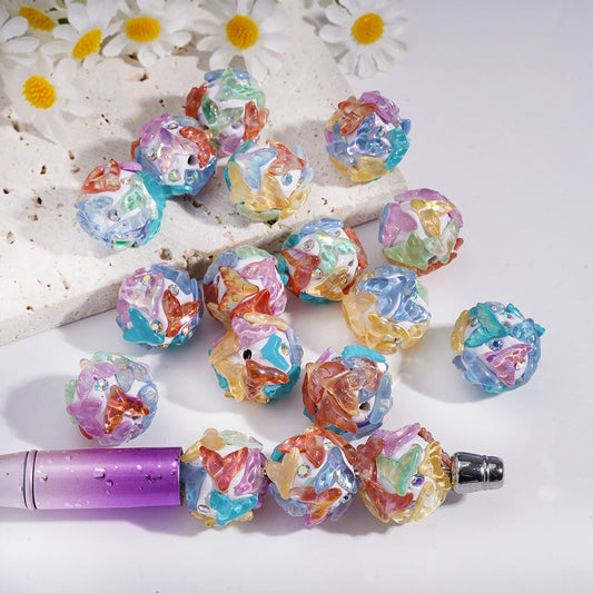 Colorful Dolphin Tail Clay Beads UV Coated With AB Rhinestones for Beadable Pens and Jewelry Supplies