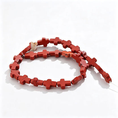 Natural Stone Christian Cross Beads Colorful Stones Loose Beads Strand for DIY Jewelry Making Bracelets Necklaces 12x16x5mm