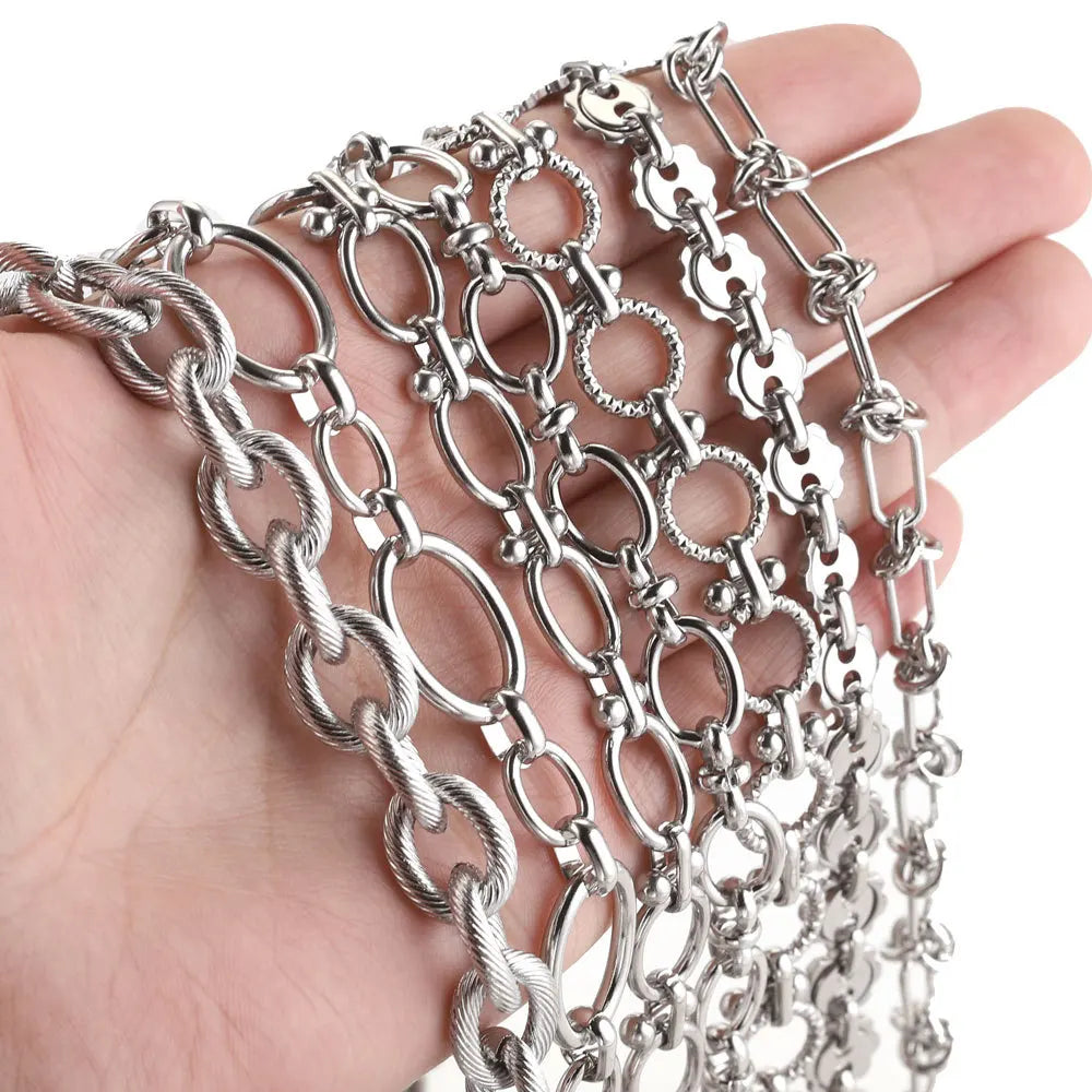 A1517 High Quality Multi Stainless Steel Chain Oval Necklace Bracelet Bulk Chain for Jewelry Making Diy