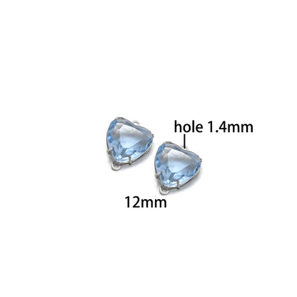 12mm Stainless Steel Gold Plated Double Hole Love Heart Crystal Charm Pendant for Jewelry Necklace Making Jewelry Accessories