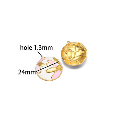 Luxurious Stainless Steel 18K Gold Plated Dragonfly Pattern Maple Leaf Oil Drop Zircon Charm Pendant for Jewelry Necklace Making