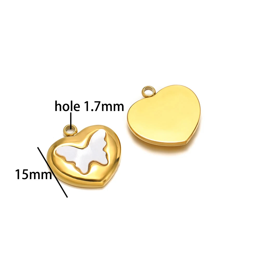 Enamel Heart Pendant 18k Gold Plated Stainless Steel square Oval Round Charm Pendant for Women Jewelry Making Accessories