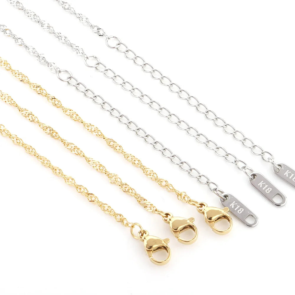 B4357 No Tarnished Gold Plated Stainless Steel Thin Chain Finished Necklace Chain for Making