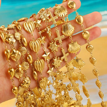 A2836 Amazing Hot Sea Ocean Shell Chain Gold Plated Cross Chain for Necklace Bracelet Making Diy