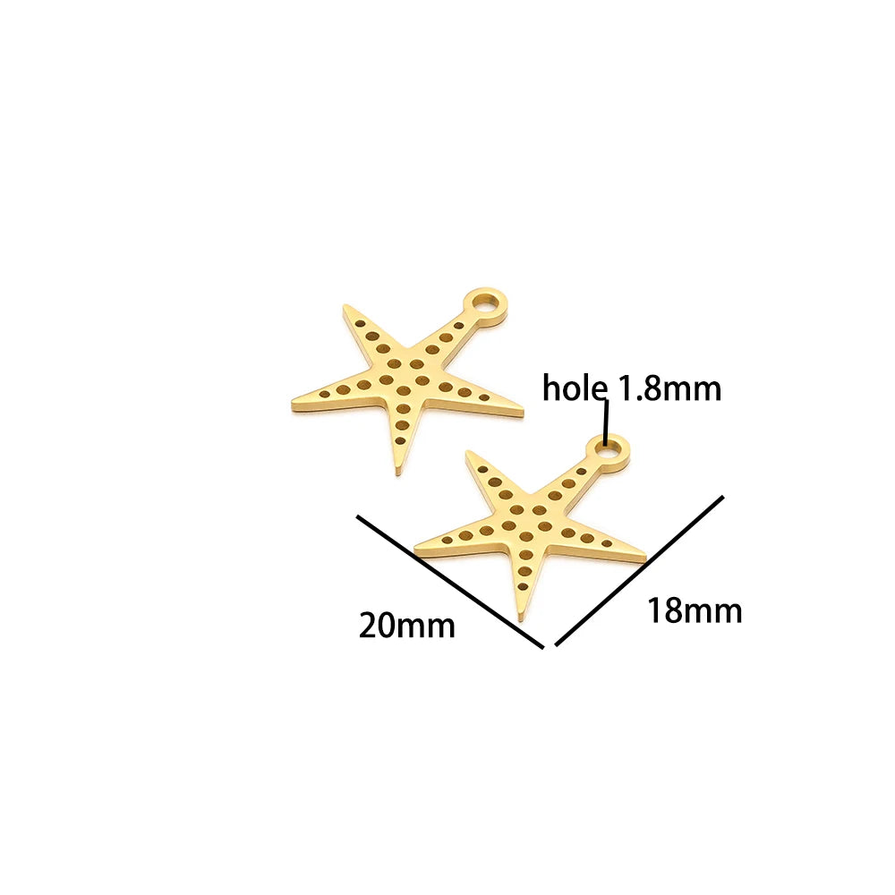 Ocean Series Stainless Steel 18k Gold Plated Starfish Sea Turtle Sea Horse Coconut Tree Charm Pendant for Jewelry Making