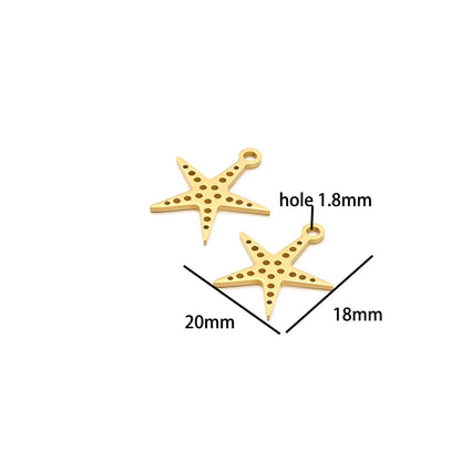 Ocean Series Stainless Steel 18k Gold Plated Starfish Sea Turtle Sea Horse Coconut Tree Charm Pendant for Jewelry Making