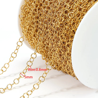 E612  Fashion Stainless Steel Roller Chain Cross Chain Extended O Chain for Jewelry Making