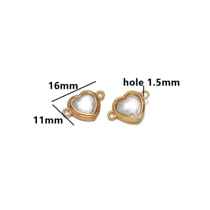 Fashion Stainless Steel 18k Pvd Gold Plated Heart Shaped Charms Pendant for DIY Jewelry Necklace Making
