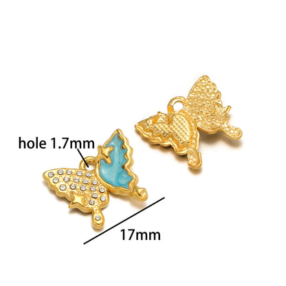 Hot Sale 18k Gold Plated Stainless Steel Fantastic Colorful Moon Butterfly Love Charm Pendant for Jewelry Making Accessories