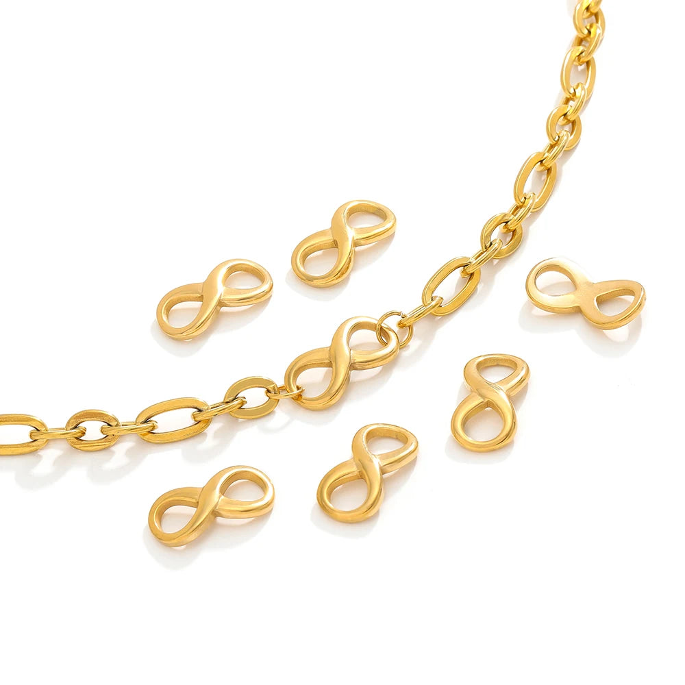 Tiny Infinity Symbol Stainless Steel Real Gold Plated Infinity Charm Pendant for Jewelry Necklace Making Accessories