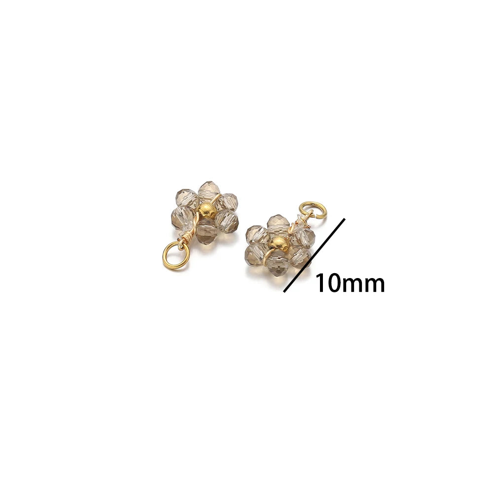 Multicolor Stainless Steel Gold Plated Crystal Flower  Beads Charms Pendant for Handmade Jewelry Necklace Making Accessories