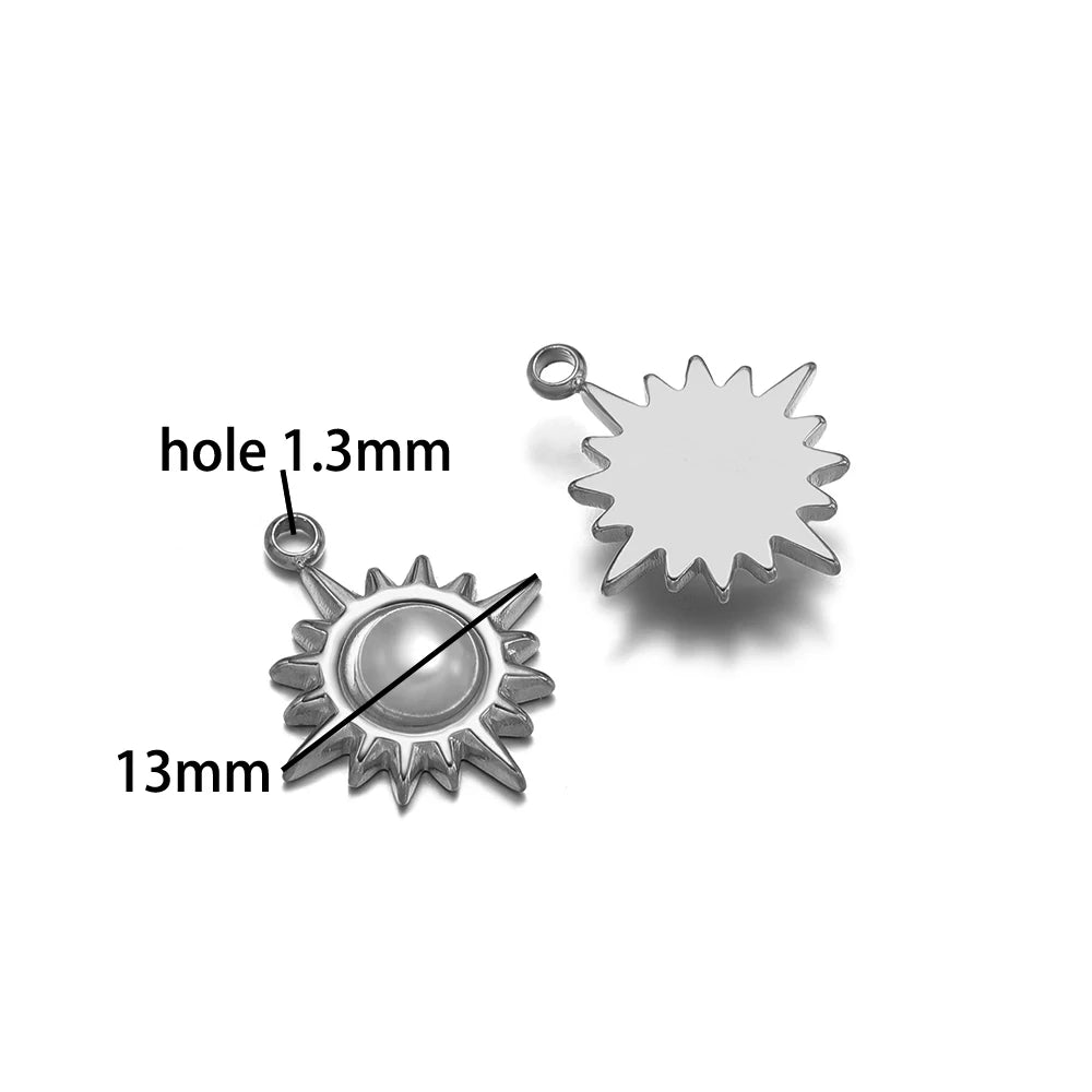 Vintage Style 18k Gold Plated Stainless Steel Heart Sun Lock Oval Pearl Charm Pendant for Women Jewelry Making Accessories