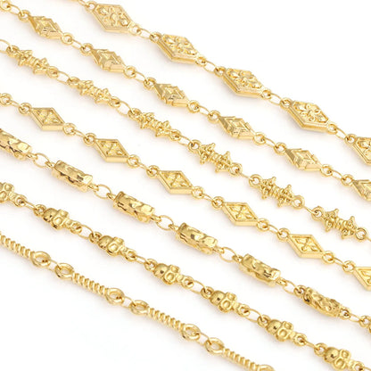 D484 Fashion 18k Gold Plated Stainless Steel Chain Bulk Roll Flower Necklace Bracelet Making Diy