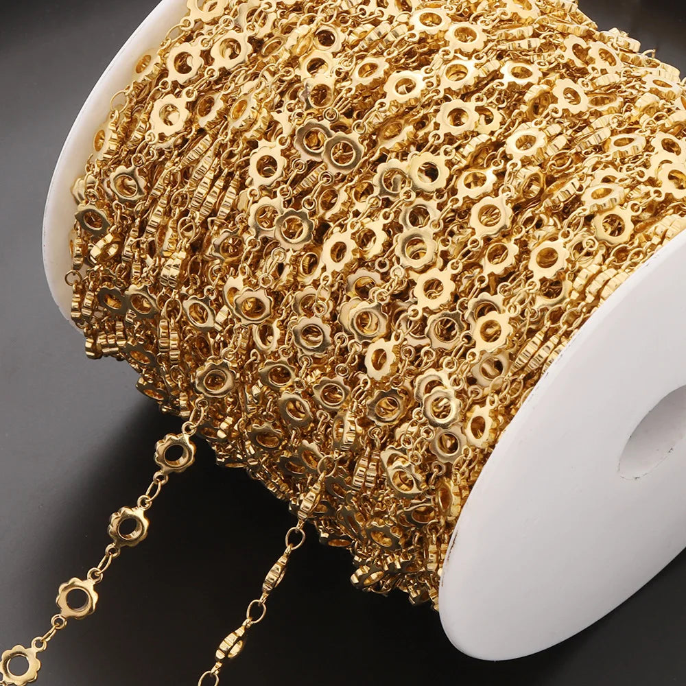D145 Hot Non Tarnish 18k Gold Plated Stainless Steel Necklace Bracelet Chain Jewelry Making Findings Wholesale