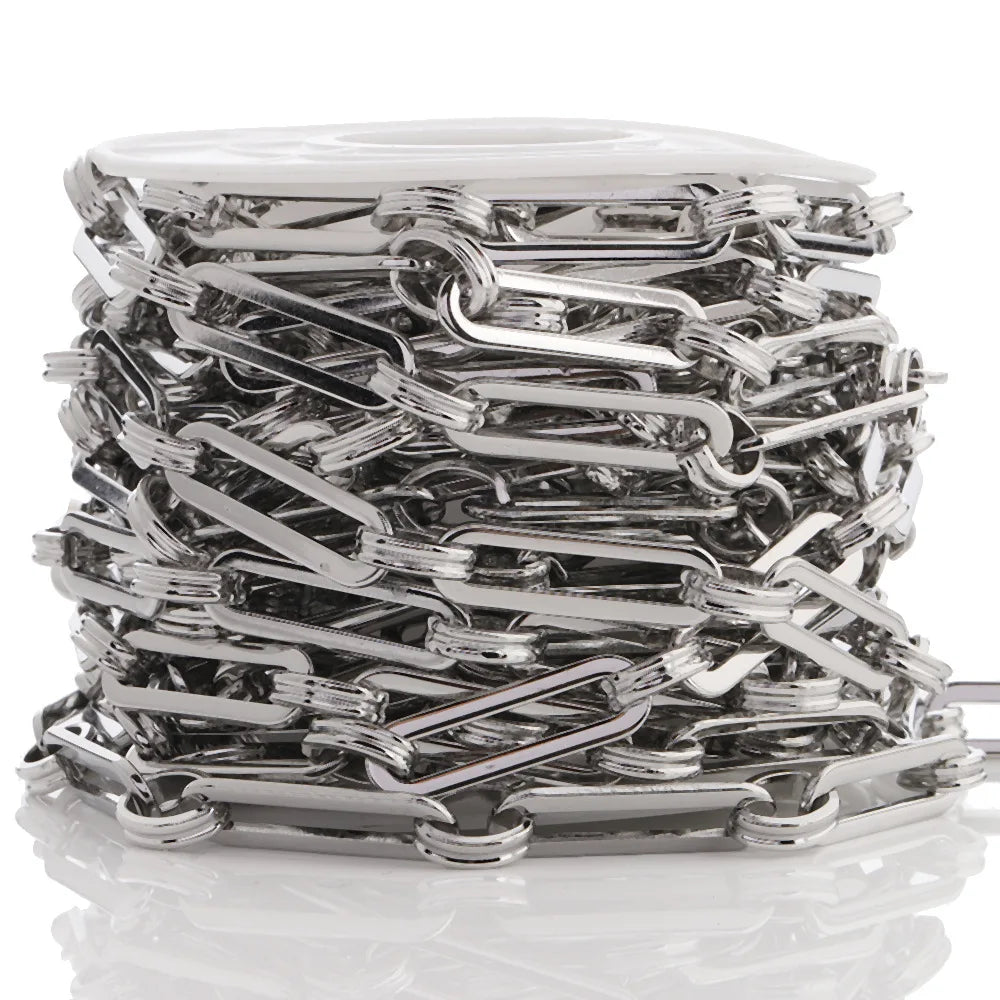 No Fade Embossing Paper Clip Chain Waterproof Stainless Steel Chain Jewelry Chain for Bracelet Necklace