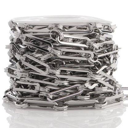 No Fade Embossing Paper Clip Chain Waterproof Stainless Steel Chain Jewelry Chain for Bracelet Necklace