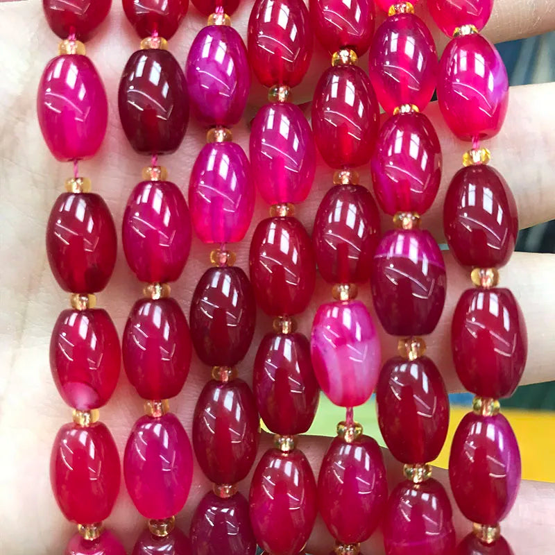 New Natural 8x12mm Rice Dyed Rainbow Colorful Agate Loose Bead, Mutil-color Agate Tourmaline for DIY Women Jewelry Making