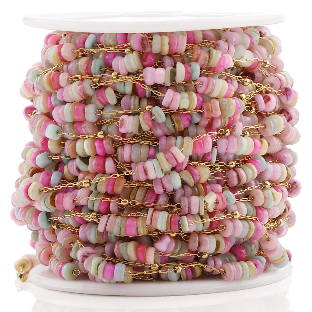 A1964 Colorful Gemstone Crystal Beads Beaded Chain Rosary Stone Bead Necklace Bracelet Jewelry Making Diy Findings