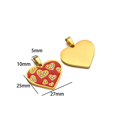 Women's Fashion Accessory Stainless Steel Gold Plated Enamel Eyes Heart Cross Charm Pendant for DIY Jewelry Making