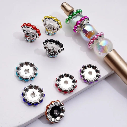 Wholesale Silver Plated Multi Color Pearl Bead Spacers 15MM for DIY Pen Jewelry Making