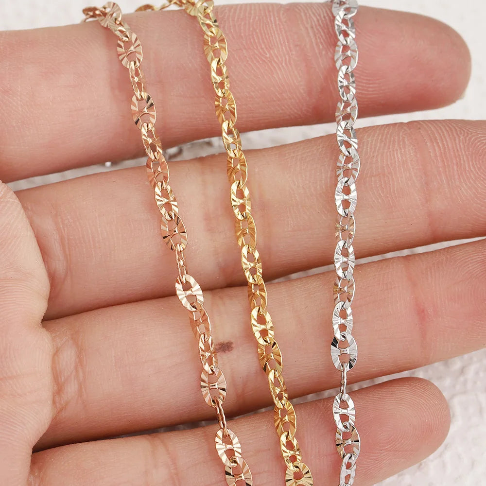 D482 Fashion Stainless Steel Chain 18k Gold Rose Gold Plated Chain Lip Necklace Bracelet Making Chain Diy