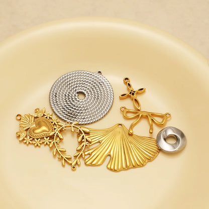 Wholesale Gold Plated Stainless Steel Moon Sun Leaf Cross Heart Charm Pendant for DIY Jewelry Necklace Making