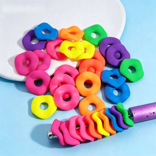 20MM Neon Fluorescent Wavy Frosted Acrylic Spacer Beads Matte Rubber Touch for Pen Bracelet Jewelry Making
