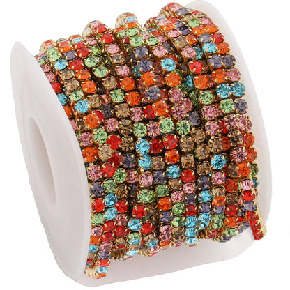 E585 Wholesales New Trend Stainless Steel Drill Diamond Chain Colorful Crystal Jewelry Making for Men and Women