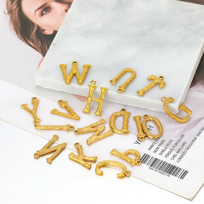 Fashion Stainless Steel 18k Gold Plated 26 Letter Alphabet Initial Charm Pendant for Jewelry Making Wholesale