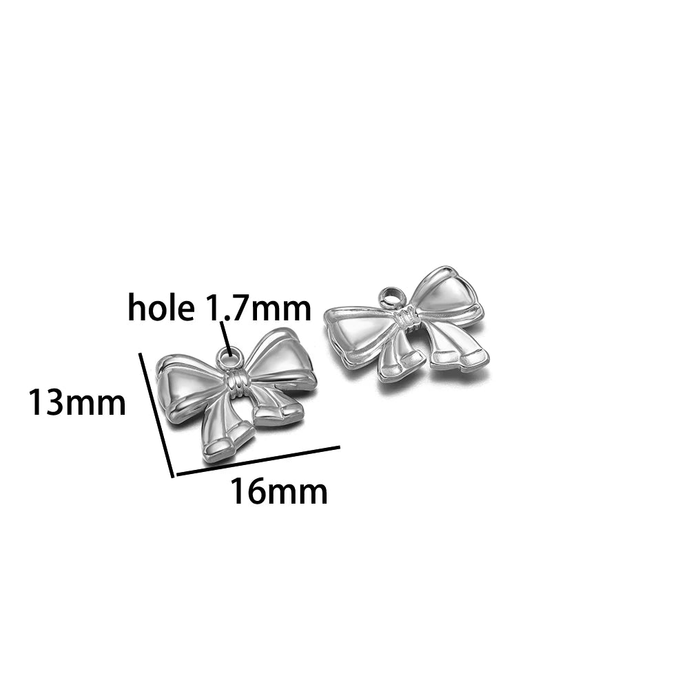New Handmade DIY Jewelry Accessories 18k Gold Plated Stainless Steel Pearl Bowknot Charm Pendant for Women Jewelry Making