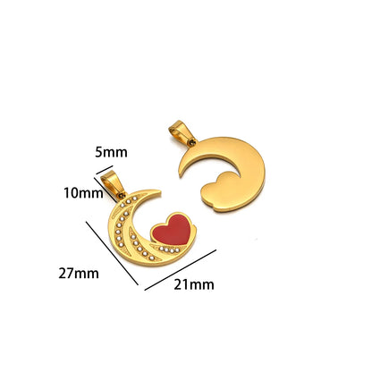 Women's Fashion Accessory Stainless Steel Gold Plated Enamel Eyes Heart Cross Charm Pendant for DIY Jewelry Making