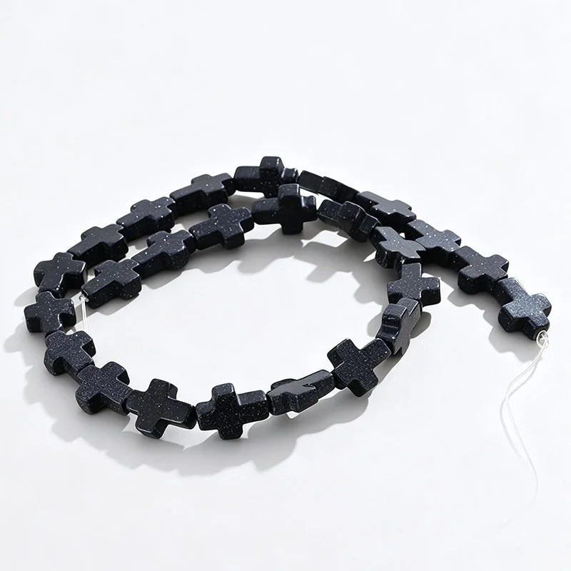 Natural Stone Christian Cross Beads Colorful Stones Loose Beads Strand for DIY Jewelry Making Bracelets Necklaces 12x16x5mm