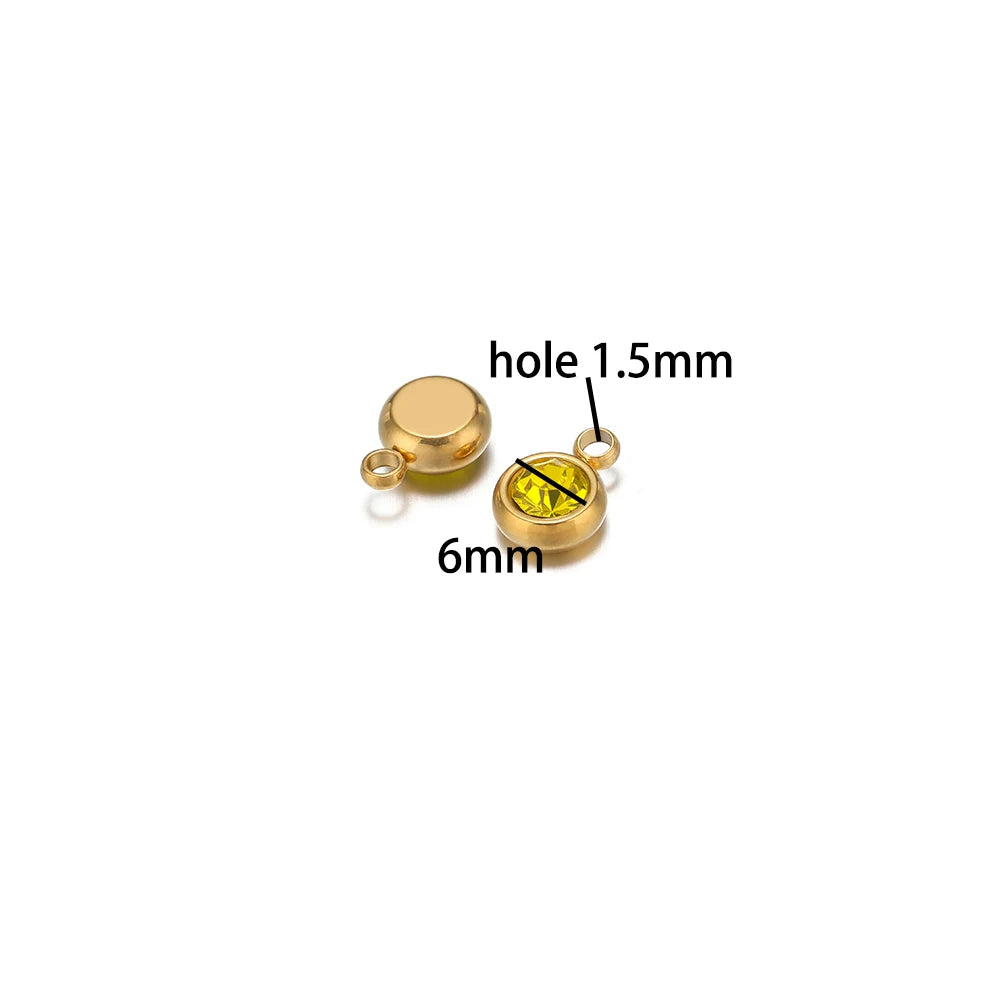 Hot Sale Colorful Pendant 304 Stainless Steel 18k Gold Plated 6mm Crystal Bead Charm Pendants for DIY Necklace Bracelet Making