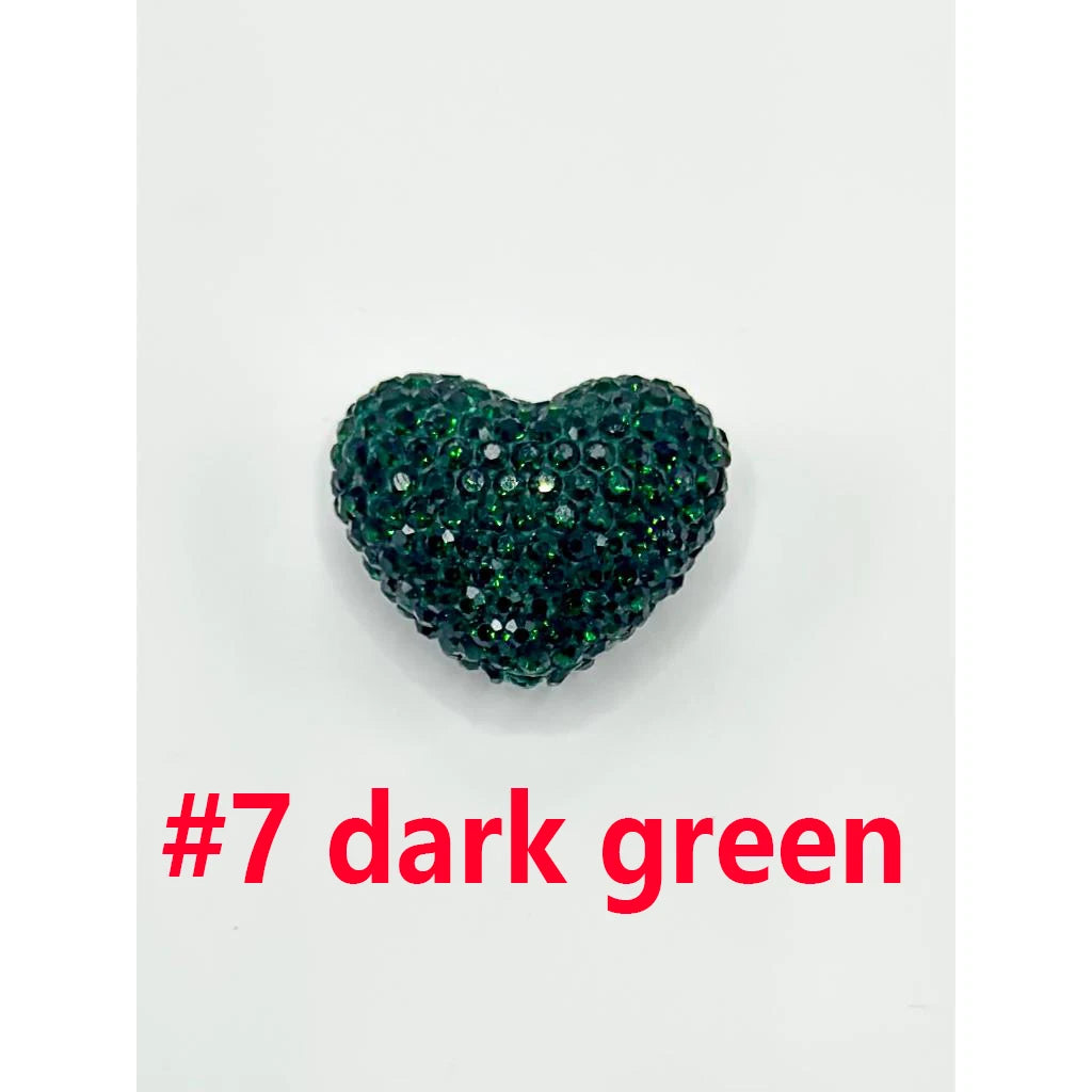 Solid Heart Clay Focal Beads Inlaid Shiny Rhinestones Decorative Loose Beads DIY for Pen Bracelet Craft Zhejiang Wholesale