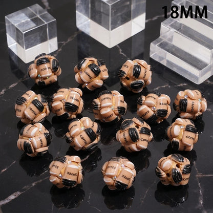 18mm Round Coffee Cup Gemstone Decor Loose Beads Bulk for Beadable Pen DIY Keychain Bracelet Jewelry Making Wholesale