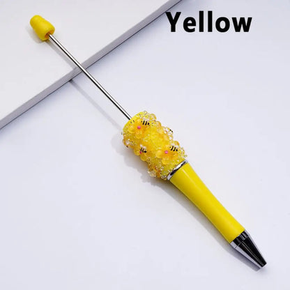 Cute Bee Flower Ballpoint Pen with Clear Sugars Design Plastic Material Portable for Gift Party Favors