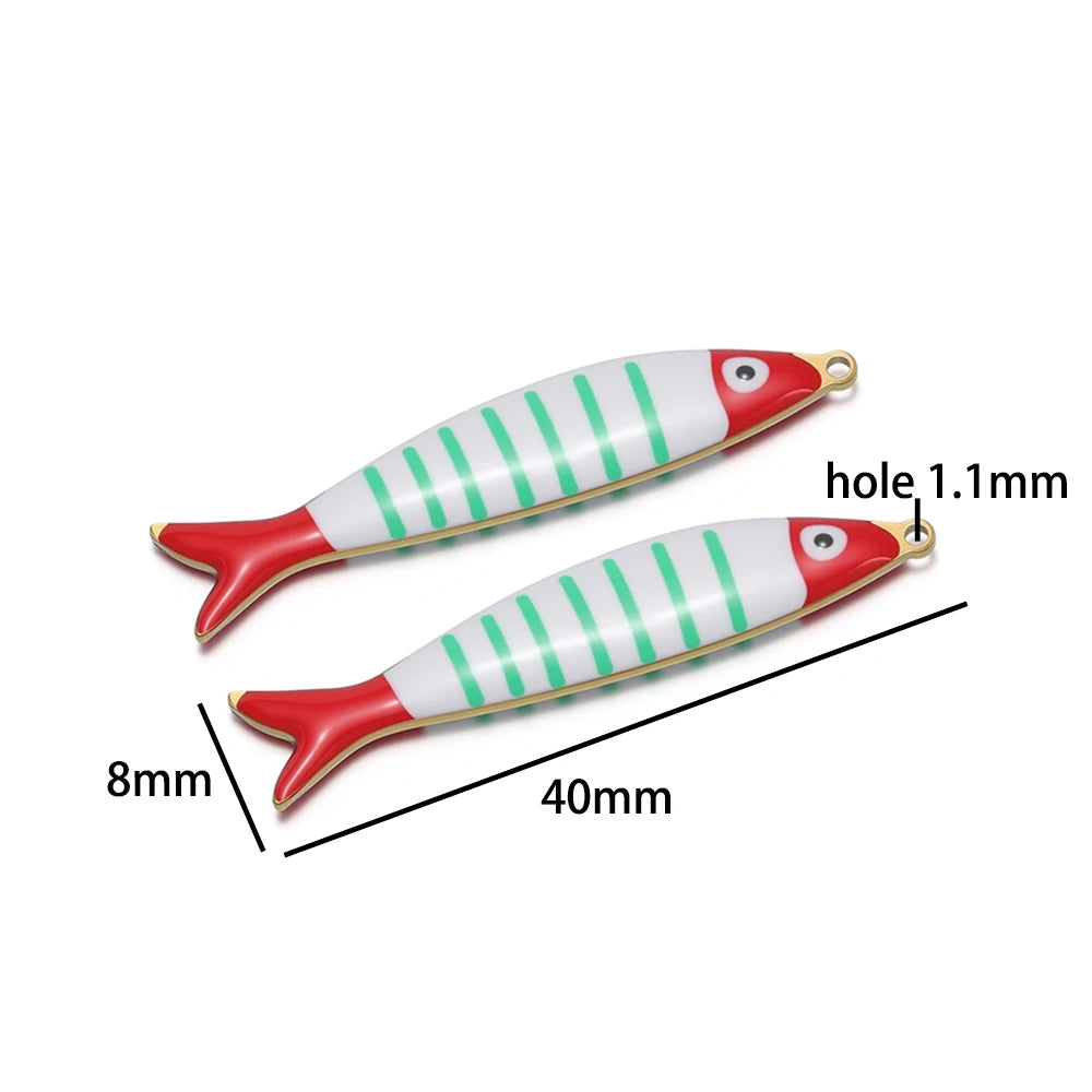 Ocean Style Cute 18k Gold Plated Stainless Steel Rainbow Colorful Enamel Fish Charm Pendant for Jewelry Necklace Making