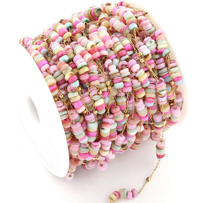 A1964 Colorful Gemstone Crystal Beads Beaded Chain Rosary Stone Bead Necklace Bracelet Jewelry Making Diy Findings