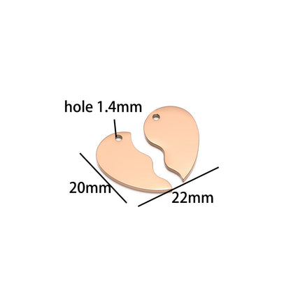 Newest Couple Stainless Steel Gold Plated Charm Heart Charm Pendants for DIY Jewelry Necklace Making
